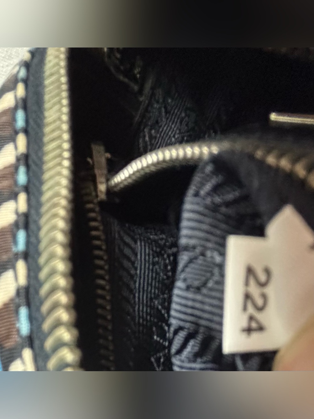 Prada Blue an White Geometric Logo Makeup Pouch - Picture 7 of 14